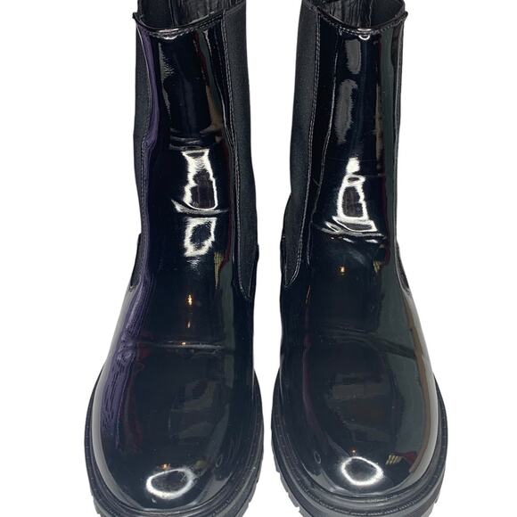 Forever 21 Women Booties Black Size 8.5 Patent Leather Elastic on sides - Picture 5 of 15